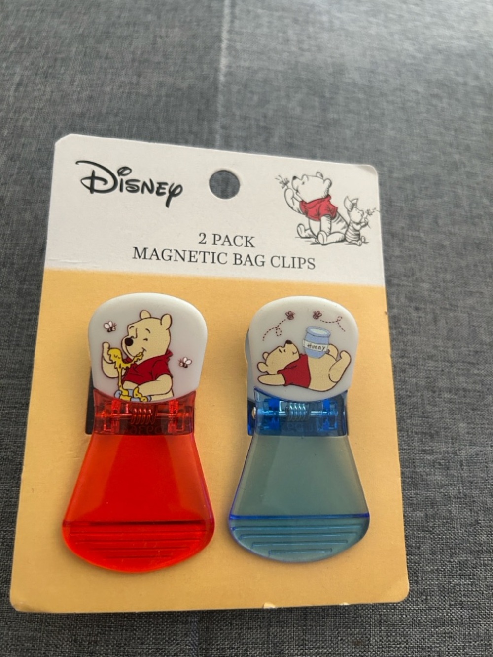 Disney Winnie the Pooh Magnetic Bag Clips - Red & Blue Translucent